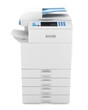 Photo: modern office multifunction printer isolated on white background modern office multifunction printer isolated on white background