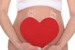 woman's belly with picture of children and heart woman's belly with picture of children and heart