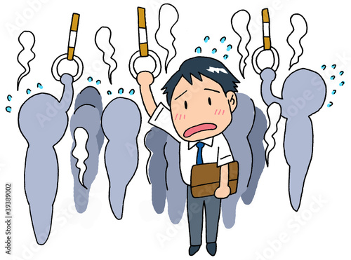 Illustration: 満員電車男性 満員電車男性