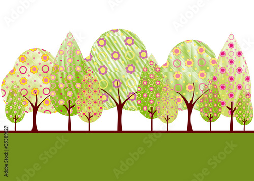 Vektor: Abstract springtime tree with colorful flower Abstract springtime tree with colorful flower