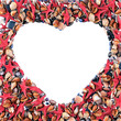 Heart made of sea shells. Isolated on white. 3d render