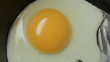 Fried egg in pan.