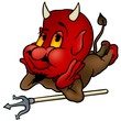 Laying Devil - Cartoon Illustration