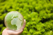 Hand holding a glass globe