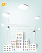 cityscape with tower cranes