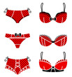 Red retro lingerie set isolated on white