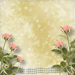 Vintage old postcard for congratulation with roses and pearls