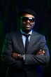 Portrait of young african man wearing sunglasses