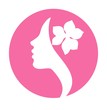 Girl with flower in hair on pink background- vector