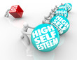 High Vs Low Self Esteem Losing Race of Confidence Attitude