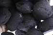 sack, bag isolated  coal, carbon nuggets