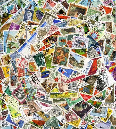 Photo: Postage stamps of the different countries Postage stamps of the different countries