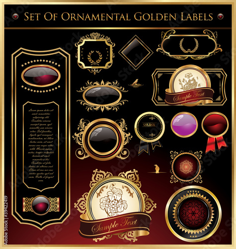 Vector: Set Of Ornamental Golden Labels And Medallions Vector Set Of Ornamental Golden Labels And Medallions Vector
