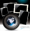 camera lens with old photo frames