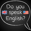 Kreidetafel, Do you speak English, Sprechblase