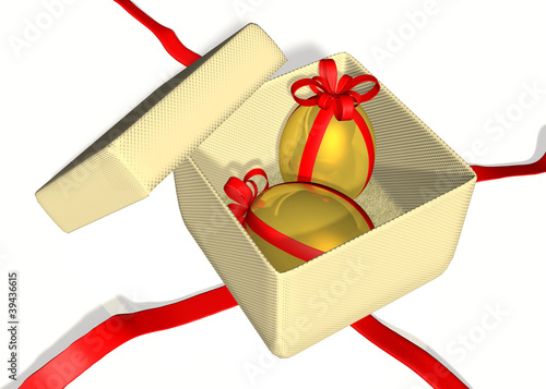 Illustration: Gift box with easter eggs Gift box with easter eggs