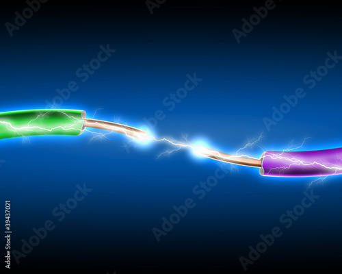 Illustration: Electric cord with electricity sparkls Electric cord with electricity sparkls