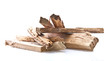 kindling wood on white background
