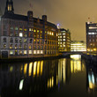 facade of office building by night