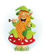 Leprechaun sitting on the mushroom