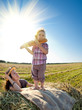 Happy woman and child in wheat field Happy woman and child in wheat field