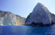 Skały klifu i zatoka z wrakiem statku, wyspa Zakynthos , Grecja