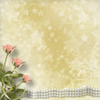 Vintage old postcard for congratulation with roses and pearls