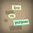 Live on Purpose Words on Bulletin Board Fulfilling Life