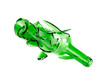 Shattered green wine bottle isolated on the white background