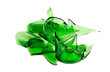 Waste glass.Recycled.Shattered green  bottle