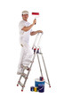 Decorator painting wall red