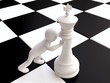 3D Man Pushing a Chess King Figure