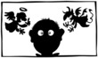 Good and Bad, Angel and Demon silhouette characters .