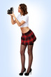 Woman dressed in retro style with camera Woman dressed in retro style with camera
