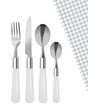 Couverts blancs : fourchette, couteau, cuillères