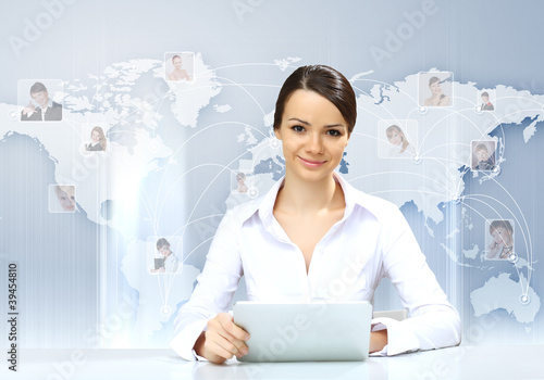 Photo: Young businesswoman making presentation Young businesswoman making presentation