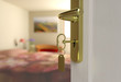 entry into the bedroom with the key