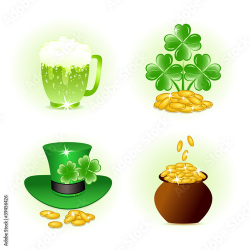 Vector: Vector of a set of four icons for patrick day Vector of a set of four icons for patrick day