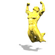 Gold hero man statue jumping