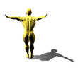 Gold hero man statue ready to jump