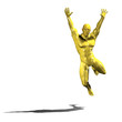 Gold hero man statue jumping