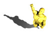 Gold hero man statue in victory pose