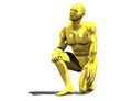 Gold hero man statue in kneel down