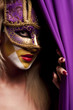 sexy woman in violet party mask