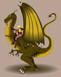Woman archer riding a dragon