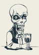 skeleton in a suit with a glass of poison. vector illustration.