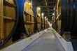 wine cellar with oak barrels