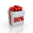 Gift box with a signature 50%.