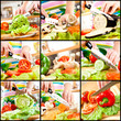 Woman's hands cutting vegetables