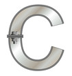 Metallic letter C isolated on white background
